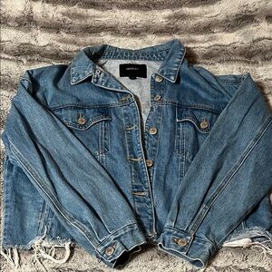 Forever 21 Denim Jean Jacket in Blue with Raw Hem size 1X